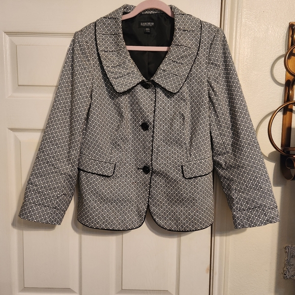 John Meyer Collection Jackets & Blazers - John Meyer Collection Black and White Geometric Block Pattern Jacket